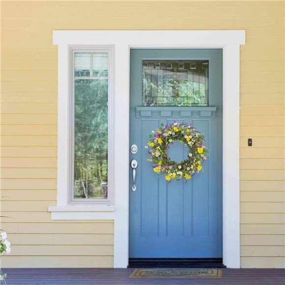 Artificial Spring Wreath 22Inch Spring Wreaths for Front Door Summer Door Wreath - Picture 2 of 6